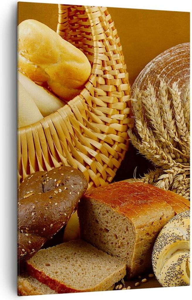 Bild auf Leinwand - Leinwandbild - Einteilig - Bäckerei Brot Essen - 80x120cm - Wand Bild - Wanddeko - Wandbilder - Leinwanddruck - Wanddekoration...