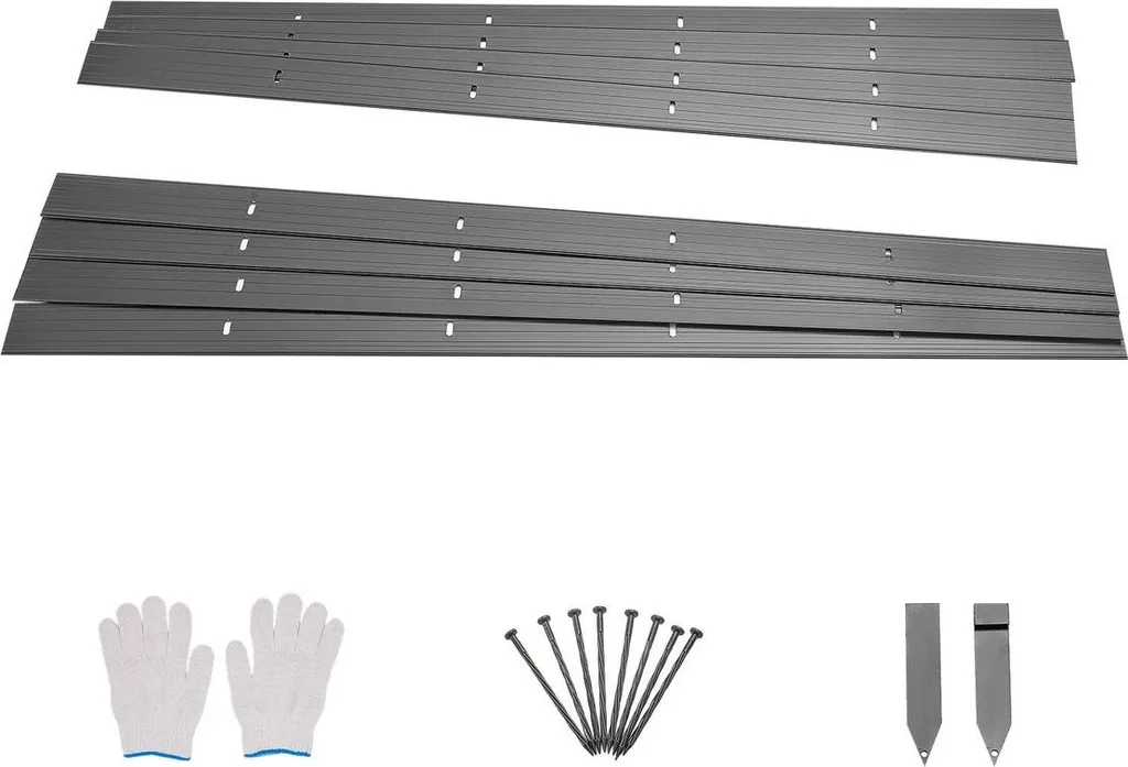 Bordure de jardin pour pelouse et massif lot de 8 en acier 183 cm noir
