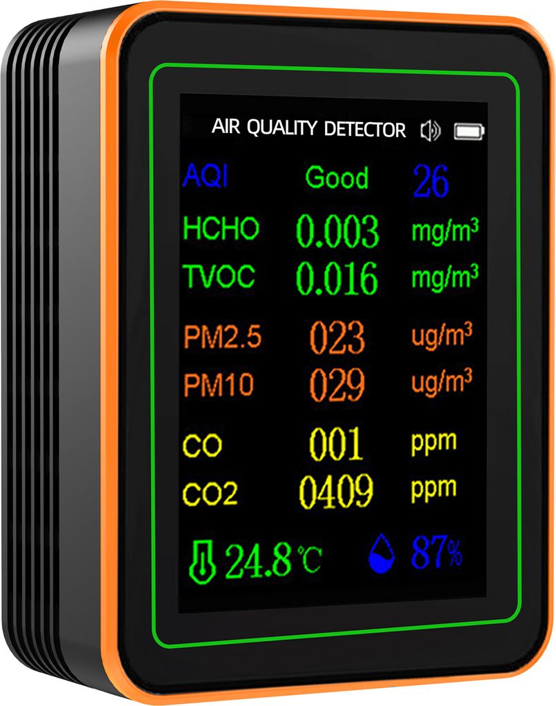 monitor kvality ovzduší 10 v 1 PM2,5 PM10 CO CO2 TVOC HCHO Obrázek produktu 