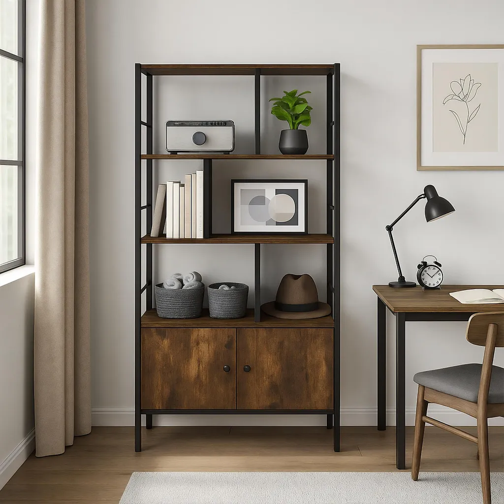 Bibliothèque avec Placard de Rangement Bas Relaxdays Style Scandinave - 2