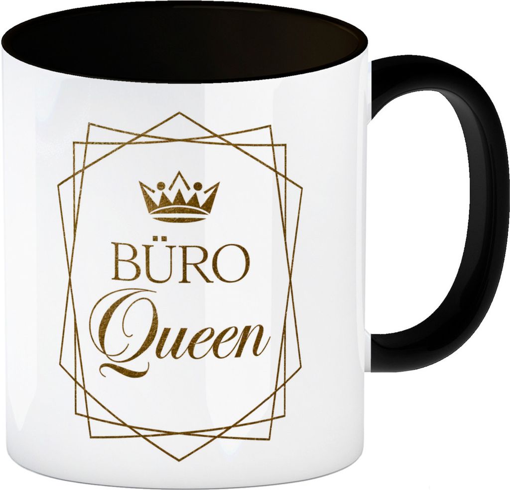 Büro Queen Kaffeebecher in schwarz Kronensymbol