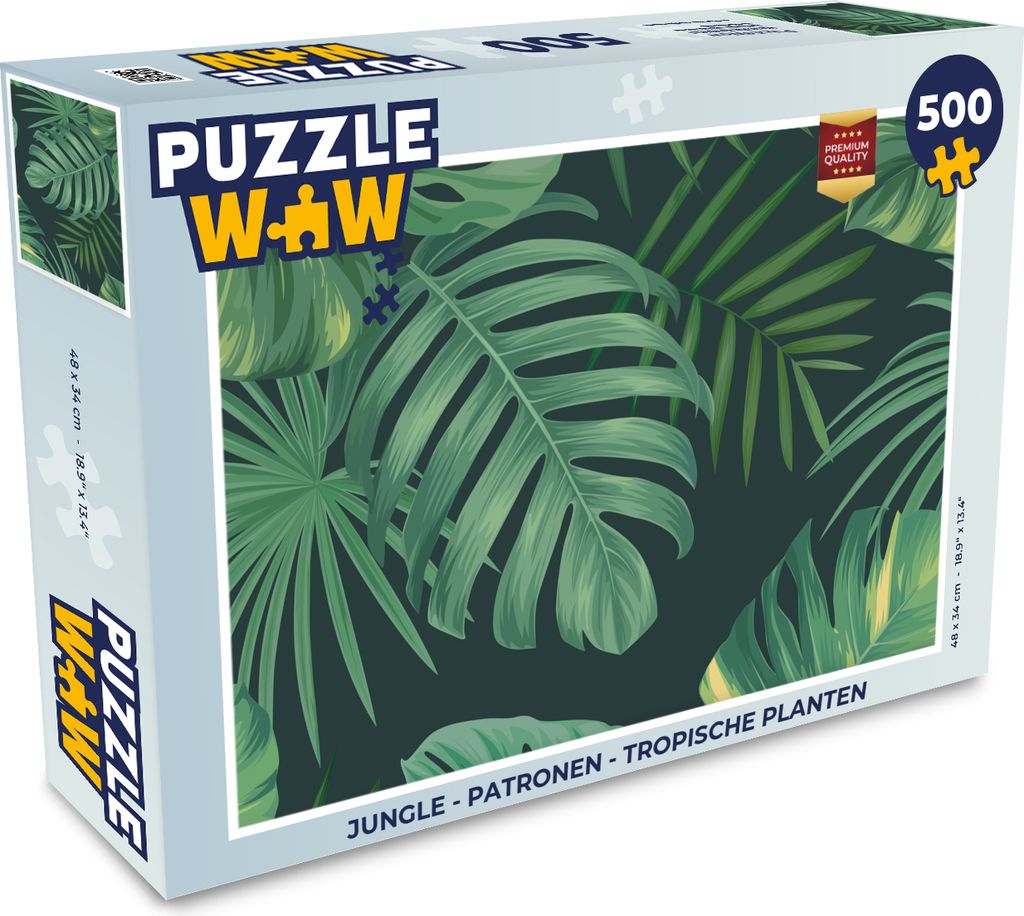 MuchoWow Puzzle 500 Teile Dschungel - Muster - Tropische Pflanzen - Jungen - Mädchen - Kinder - 500 Teile - Kinder - Selberbauen - Puzzlespiele