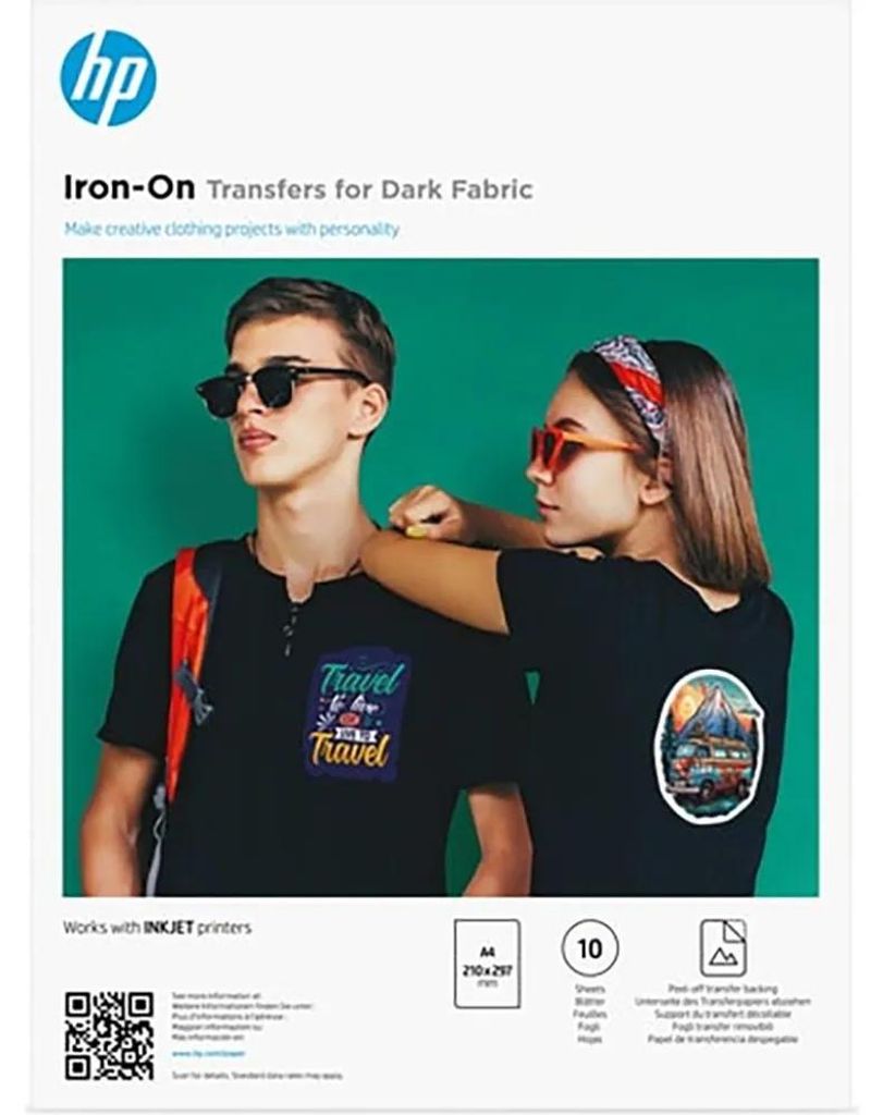 HP Iron-On Transfers für dunkle Textilien A4 (210 x 297 mm), 10 Blatt, Tintenstrahldrucker, A4 (210x297 mm), China, 316 mm, 234 mm, 5,93 mm