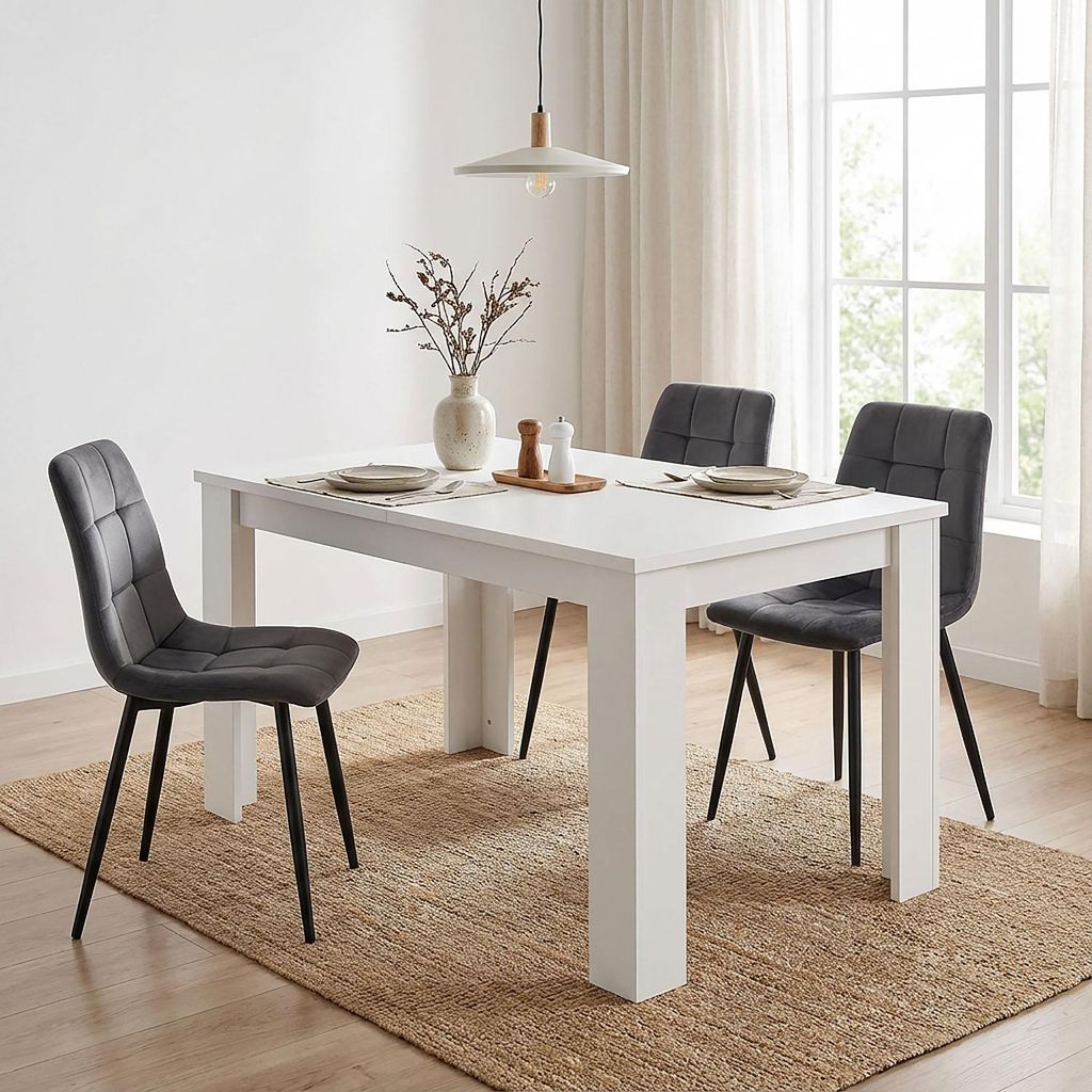 Homestyle4u Esstisch 120-160x80 cm ausziehbar Weiss Produktbild 