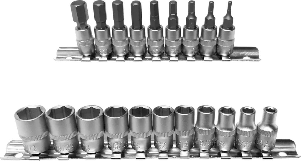 Douilles 1/4 SAE Noix et Allen en acier Cr-V, lot de 20 pièces robustes