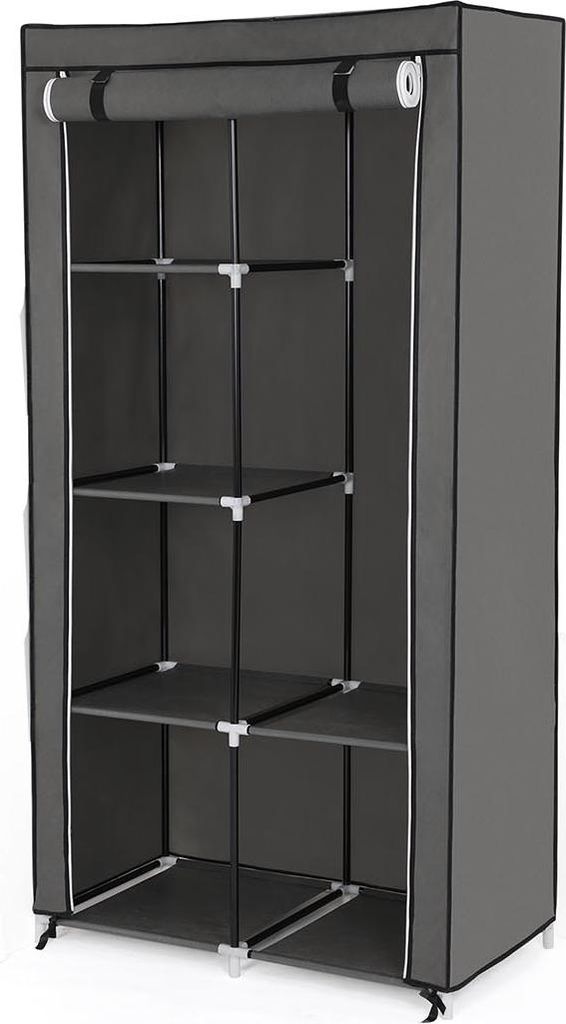 Stoffkleiderschrank mit Rolltür, grau
