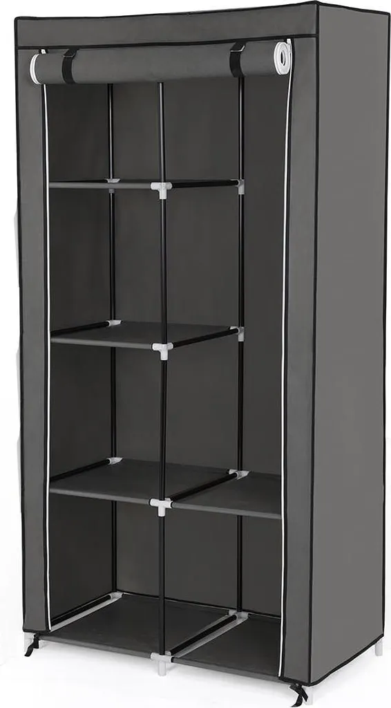 Armoire textile grise gain de place porte coulissante structure acier