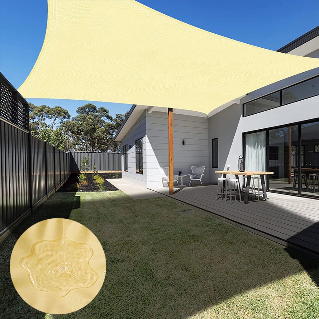 Sonnensegel 3x4m Rechteckig, Beige Sonnensegel Wasserdicht Mit Ösen, 420D 95% Sonnenschutz UV Schutz Für Garten Balkon Terrasse