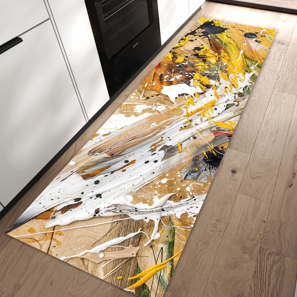 Küchenteppich 60x90cm rutschfest & abwischbar PVC Läufer - Abstrakte Malerei
