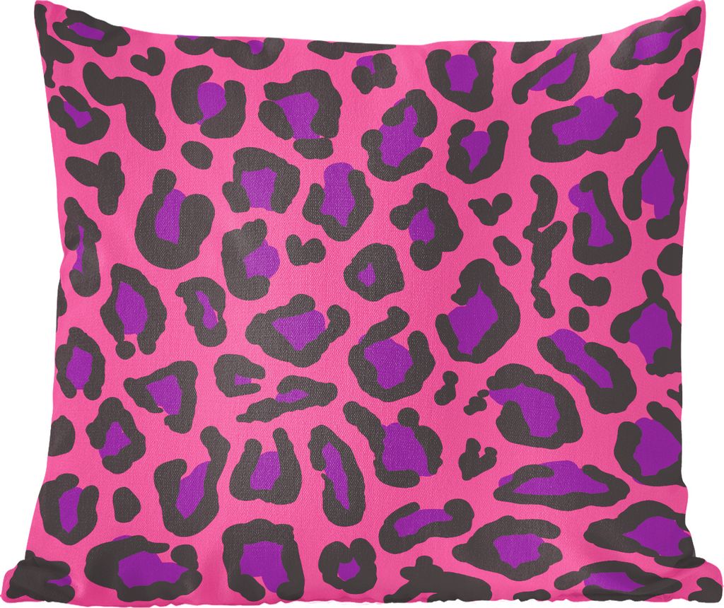 MuchoWow Zierkissen Sofakissen Wohnzimmer Dekokissen 60x60 cm Pantherdruck - Rosa - Lila - Sitzfläche - Foto Polster
