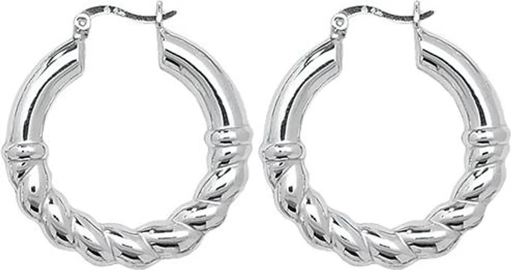 Grandes créoles en argent 925 pour femme bijoux classiques ronds 33mm