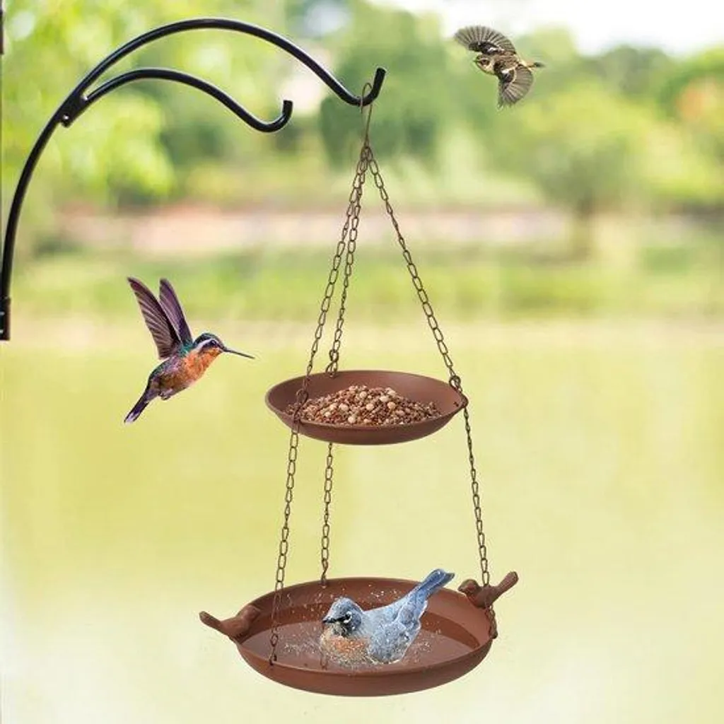 Abreuvoir Oiseaux pour Balcon et Jardin - Mangeoire Métal Toute l'Année