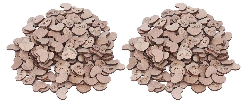 400 Stück Herzkonfetti zum Gravieren, DIY-Herstellung, MDF-Platte, flache Rückseite, Design, 2 x 1,5 cm, Konfetti für Brautpartys
