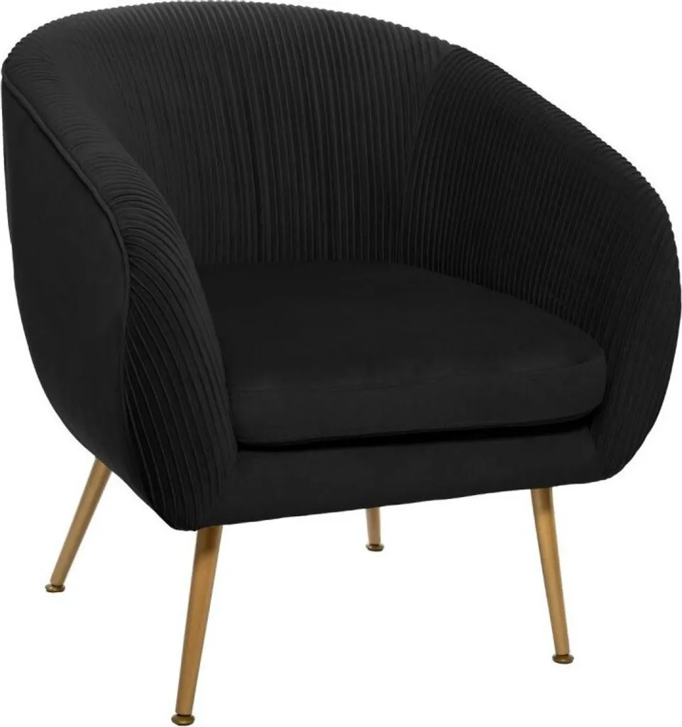 Fauteuil de Salon Delray Noir - Siège d'Appoint Chic et Robuste en Métal