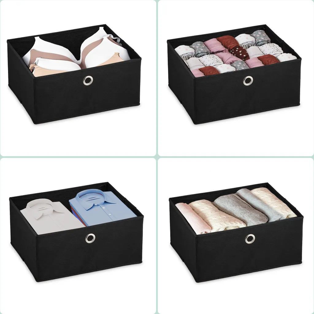 Commode aspect bois avec tiroirs tissu - Solution rangement gain de place - 3