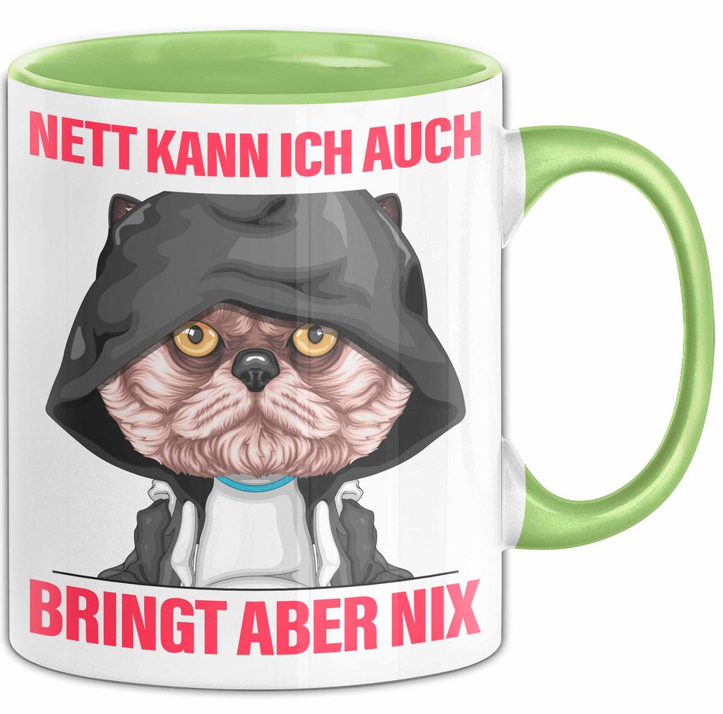 Sarkasmus Tasse Geschenk Lustiger Spruch Nett Kann Ich Auch Bringt Aber Nix Becher (Grün)