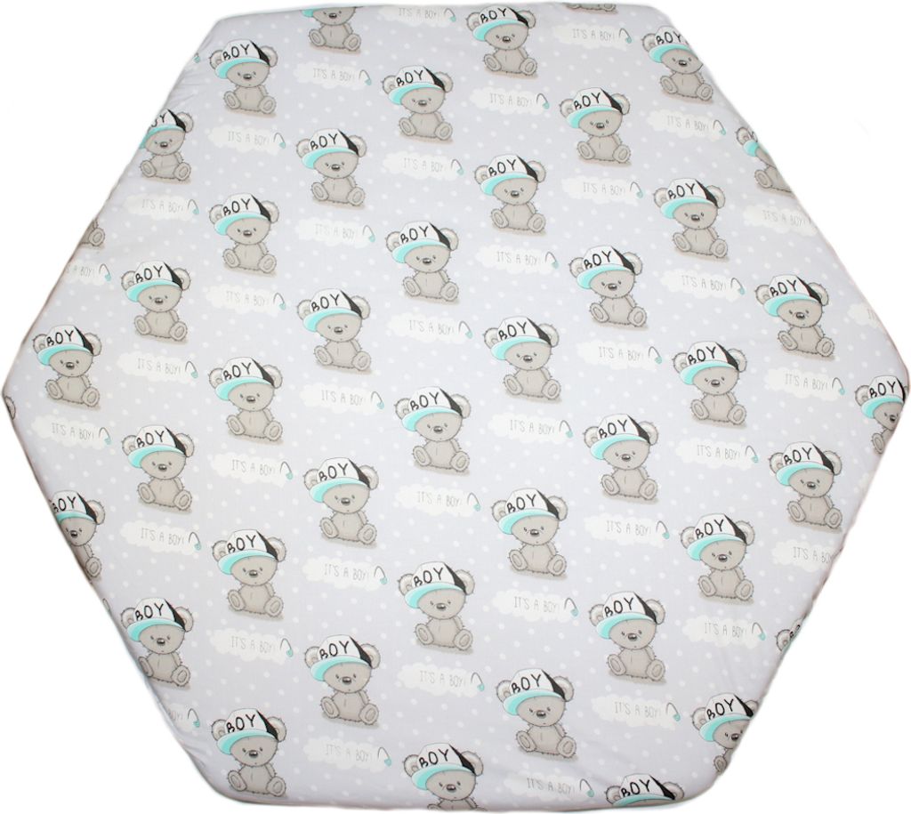 PRIMAWELA Spannbettlaken für Baby Kinder 6-eck Laufgitter Laufstall Matratze 105x120cm 34. Boy Bärchen