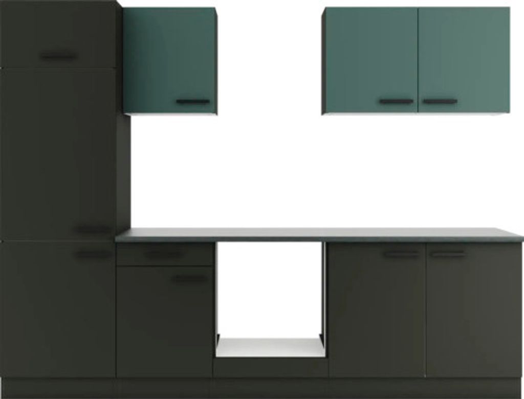 Optifit Küchenzeile ohne Geräte Verona405/Madrid420 270 cm grün anthrazit matt zerlegt Variante reversibel KPVM 2711OE-9