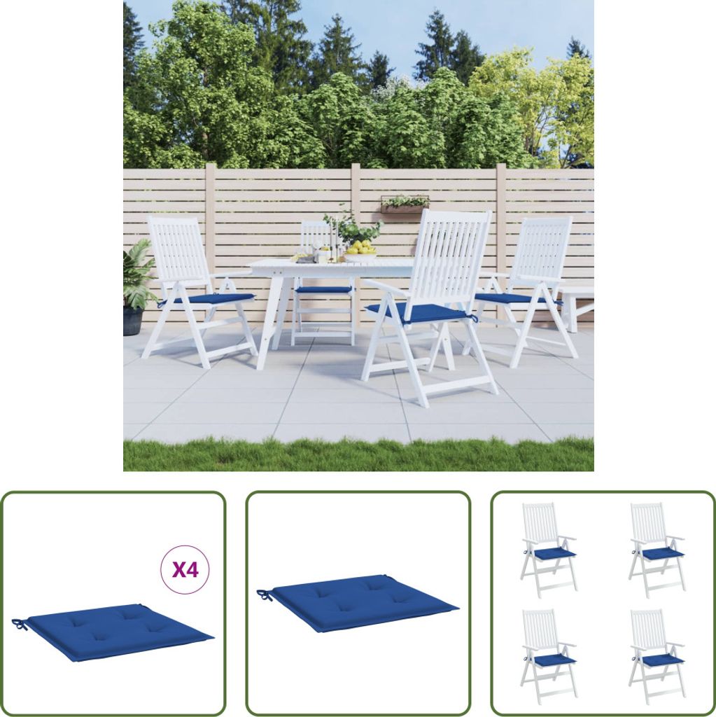 The Living Store Gartenstuhl-Kissen 4 Stk. Königsblau Produktbild 