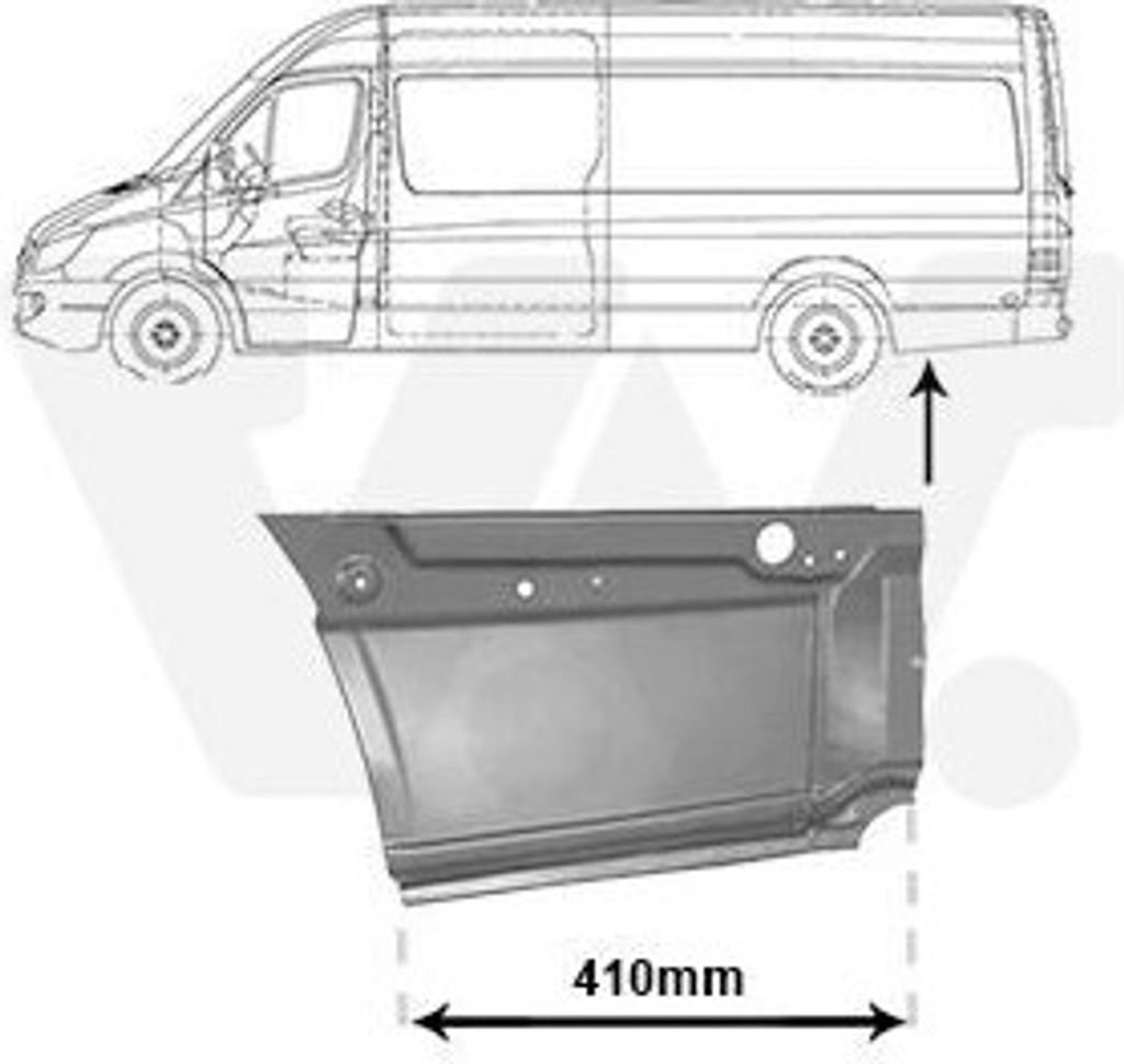 VAN WEZEL Seitenwand Reparaturblech für VW CRAFTER 30-50 Kasten (2E) CRAFTER 30-35 Bus (2E) passend für MERCEDES-BENZ SPRINTER 3,5-t Kasten (906)