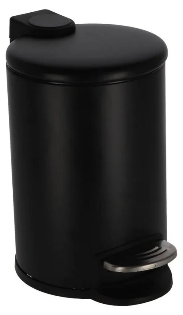 Poubelle à pédale Daily Home noire 3L - Petite poubelle de salle de bain