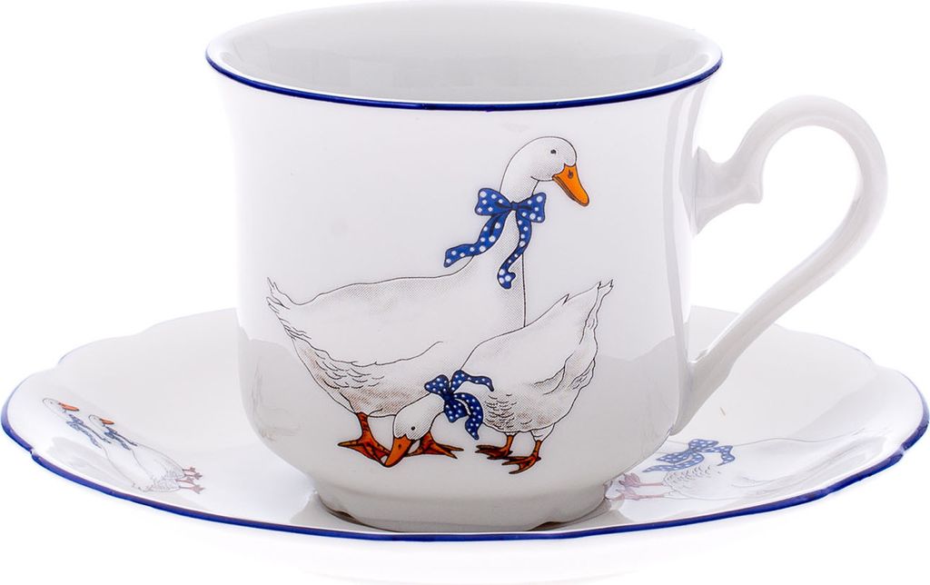 Čajový šálek, 0,15 l, karlovarský porcelán Leander Loučky, Mary Anne, husy