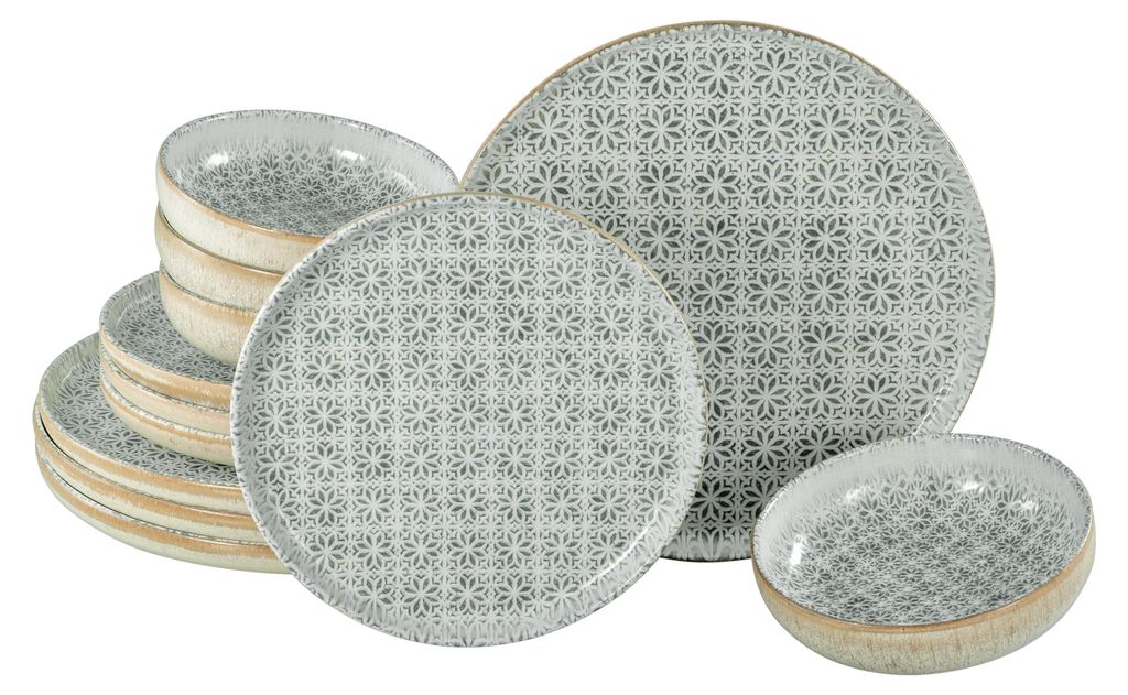 CreaTable, 24087, Uno Emiliana sivá, sada tanierov 12 ks, Obrázok produktu 