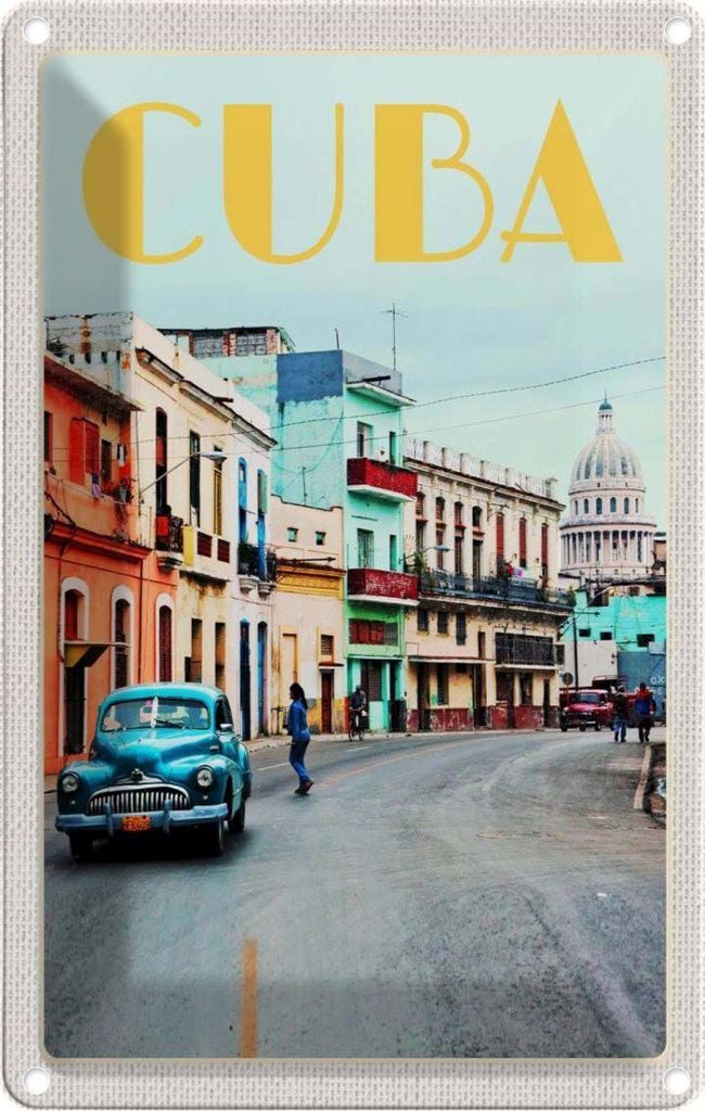 vianmo Blechschild 30x20 cm Cuba Karibik Stadtzentrum Stadt Bildmotiv Reisemotiv Abenteuer Reisen Urlaub