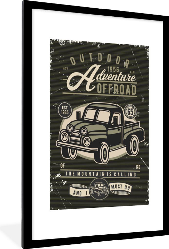 MuchoWow MuchoWow Gerahmtes Poster Autos - Oldtimer - Briefe - Zitat 60x90 cm - Poster mit zchwarzem Bilderrahmen - Dekoration - Wandposter Woh...