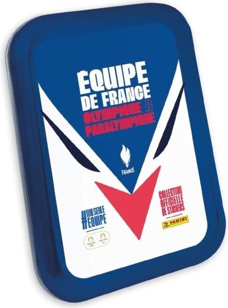 Panini JO 2024 Equipe de France Sticker Kollektion, Metalldose mit 10 Tüten, 2 Limited Edition Karten