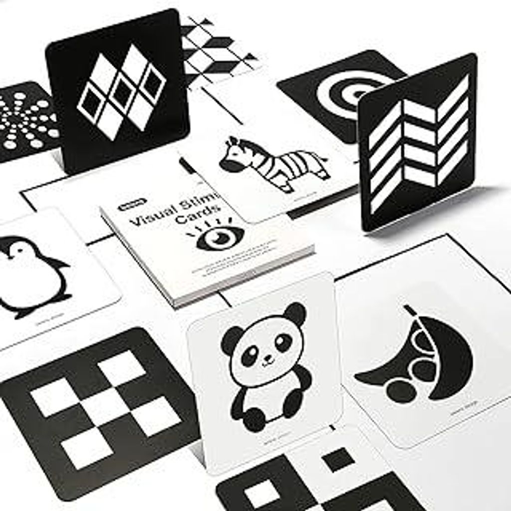 beiens Sensory Toys Karten, Schwarz und Weiß Neugeborenen Gehirn Entwicklung Spielzeug, Visuelle Stimulation Lernen Aktivität Karten für 0-3 Mon...