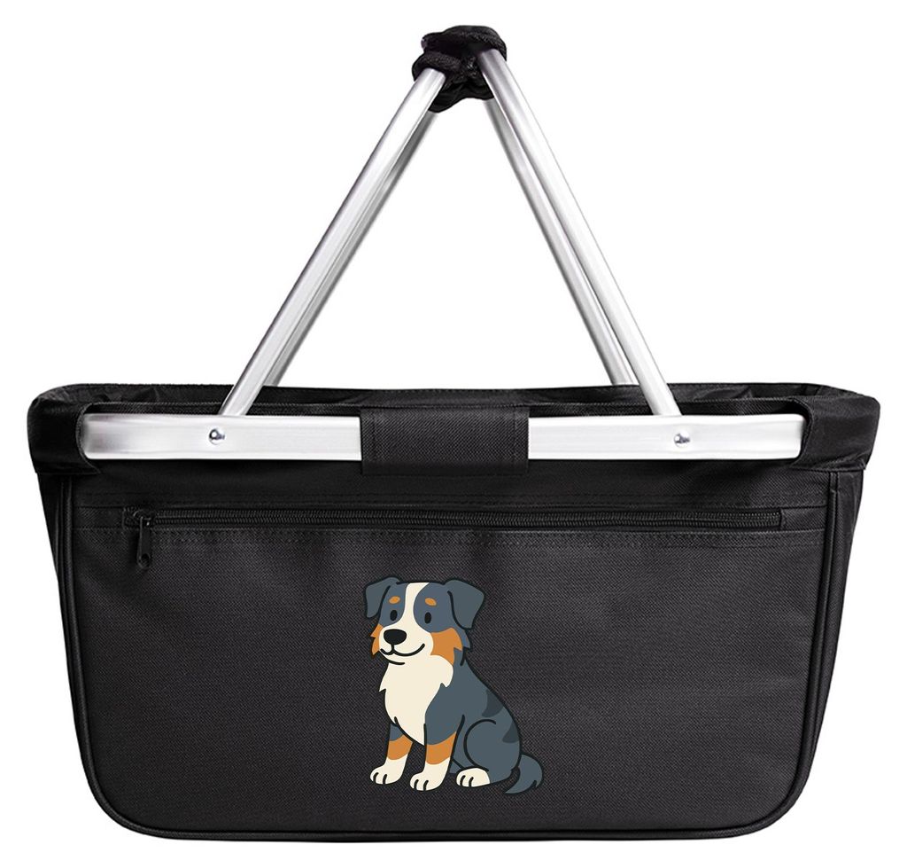 Huuraa Einkaufskorb Australian Shepherd Aussie Comic 20 Liter Black faltbarer Tragekorb Geschenkidee