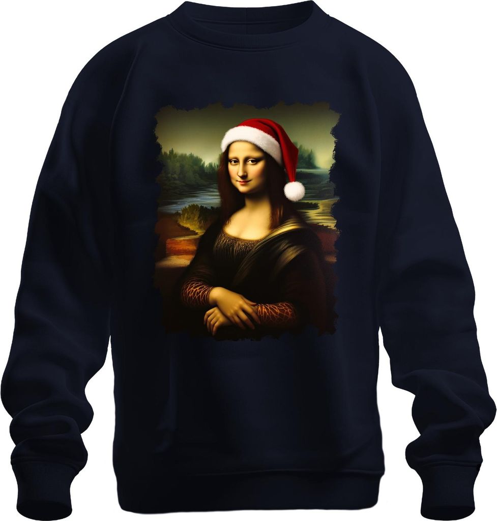 Weihnachtsmütze Renaissance Porträt Parodie Klassisch Geschenk Uni Sweatshirt Pullover, Navy, M