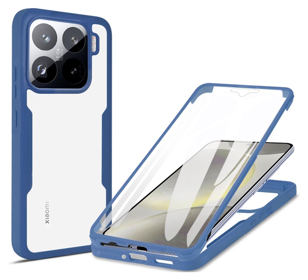 360° Grad Hülle für Xiaomi 15 Handyhülle vollschutz Integriertem Displayschutz in Blau