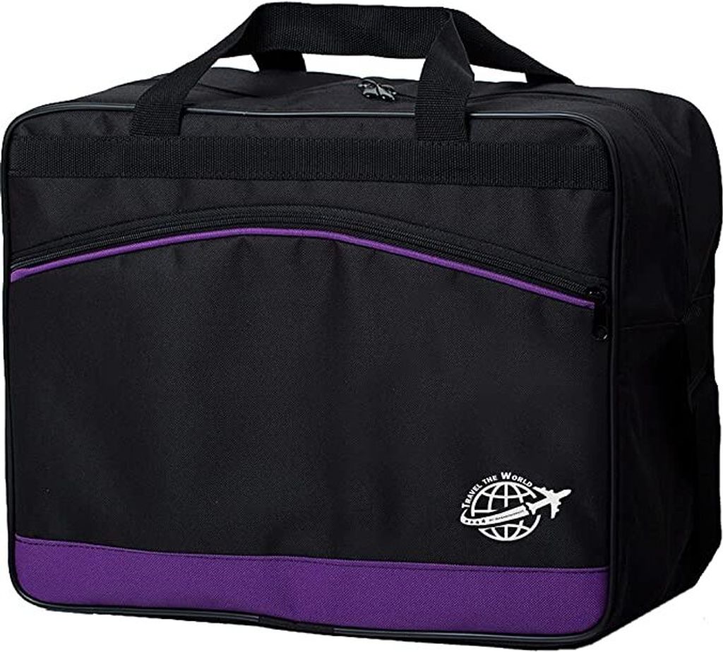 BAMBINIWELT Reisetasche HANDGEPÄCK Boardgepäck Flugzeug 40x20x25 40x30x20 zb Ryanair Wizzair (groß, schwarz-lila 40x30x25)