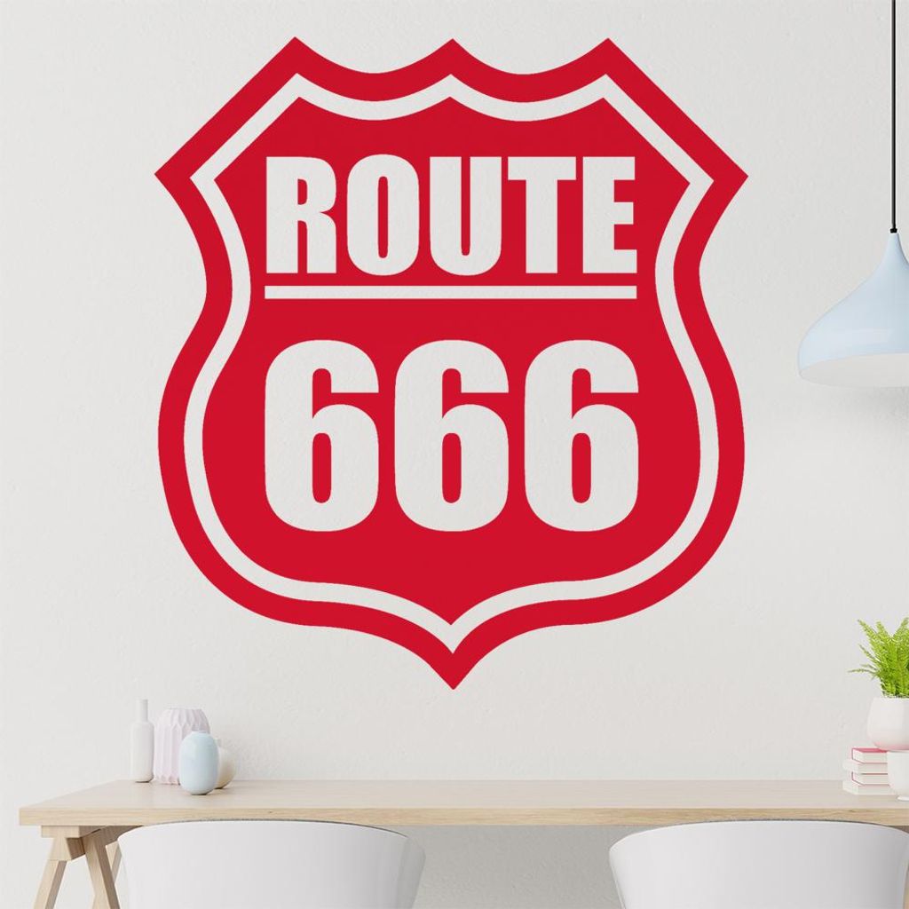 route 666 Wandtattoo in 6 Größen - Wandaufkleber Wall Sticker - Dekoration, Küche, Wohnzimmer, Schlafzimmer, Badezimmer