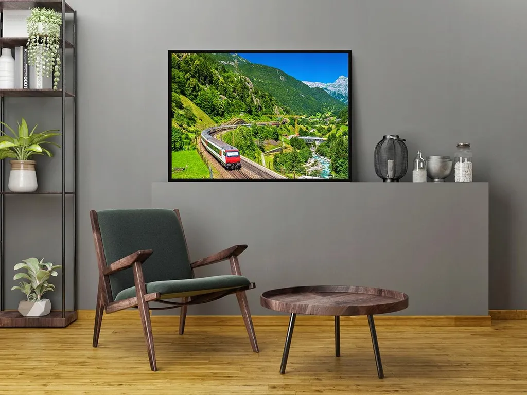 Tableau Encadré Train P1016 53x73 cm - Affiche Murale Décorative Noire