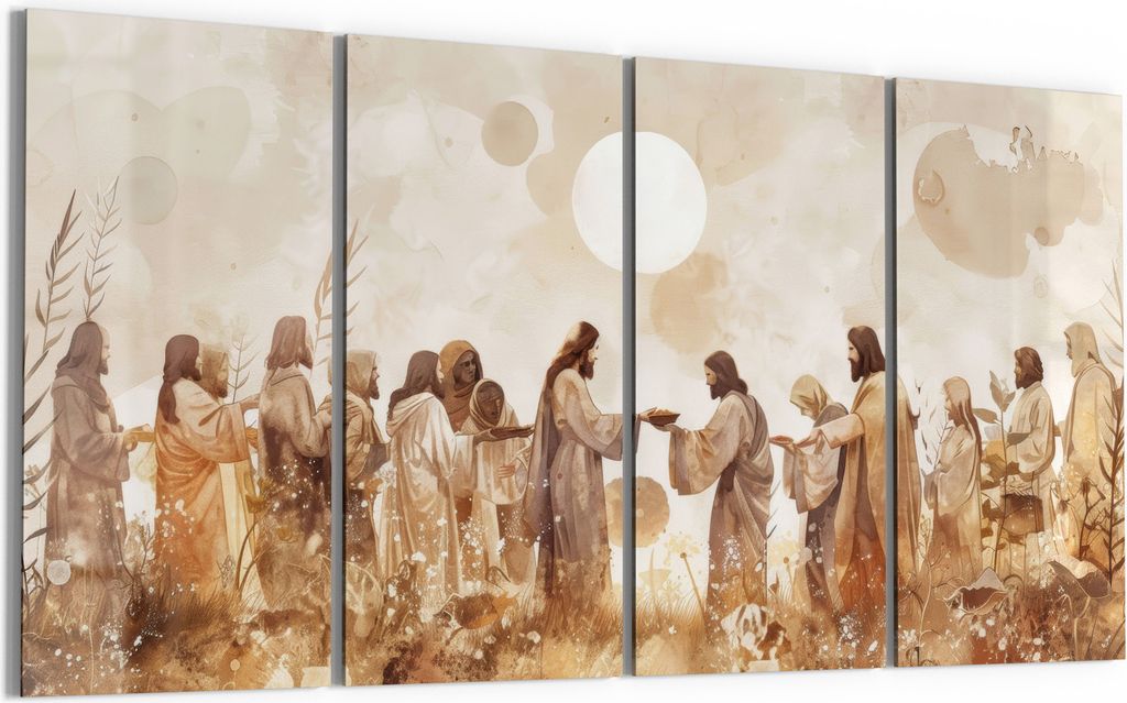 DEQORI Glasbild Echtglas 4x30x60 cm 'Himmlische Versammlung' Wandbilder XXL groß