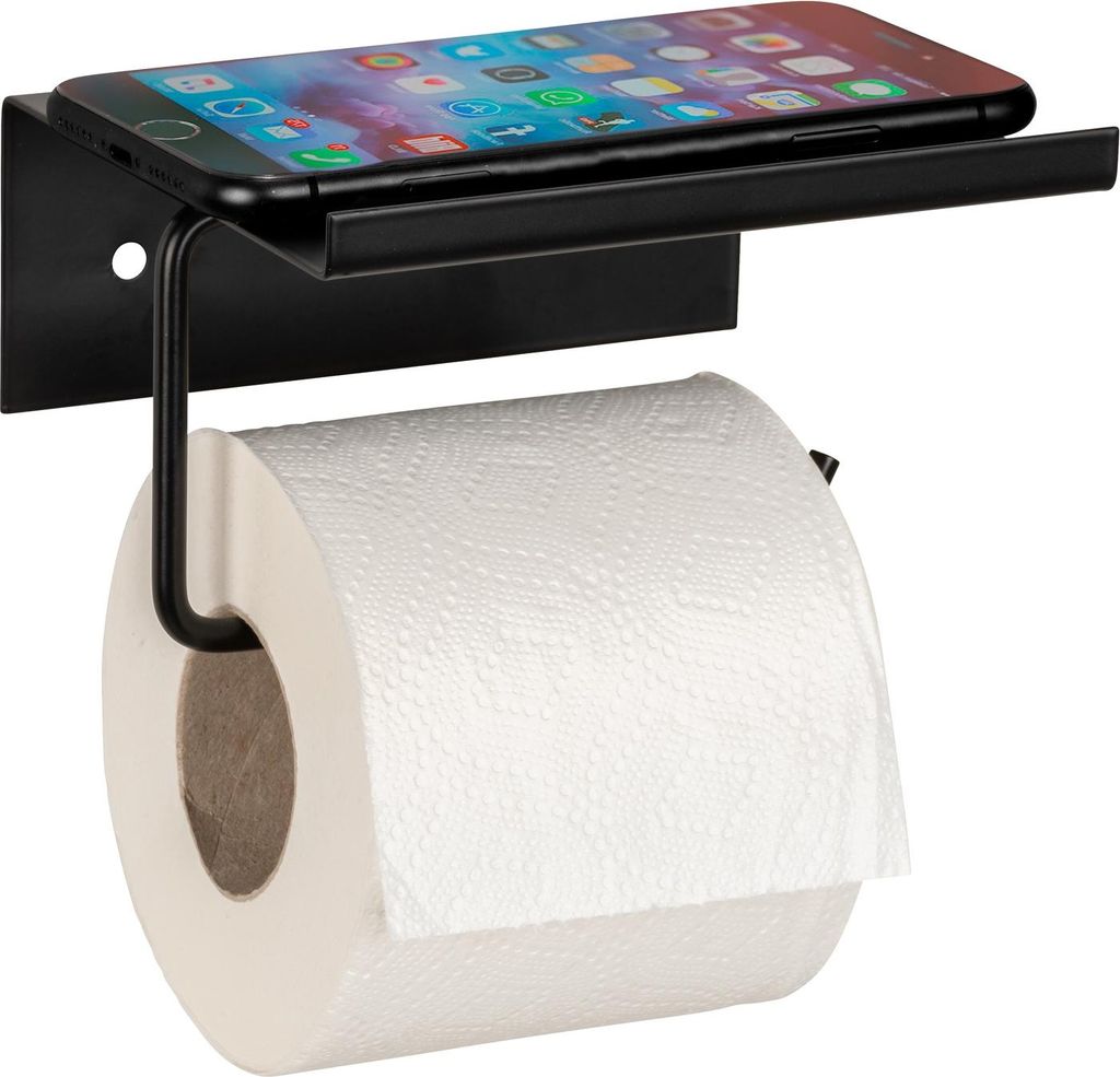 Toilettenpapierhalter aus Metall mit Ablage DESULO Produktbild 