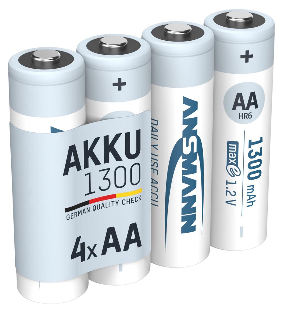 ANSMANN Akku AA 1,2V 1300mAh, 4 Stück, wiederaufladbar mit Produktbild 