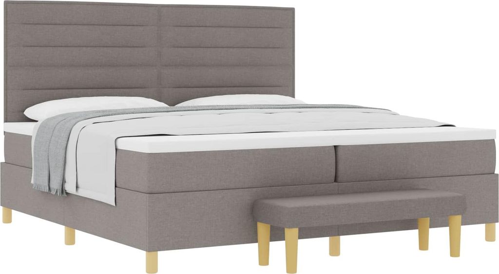 Boxspringbett mit Matratze Taupe 200 x 200 cm Stoff