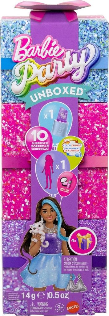 Lalka Barbie Party Unboxed Glam Fioletowa