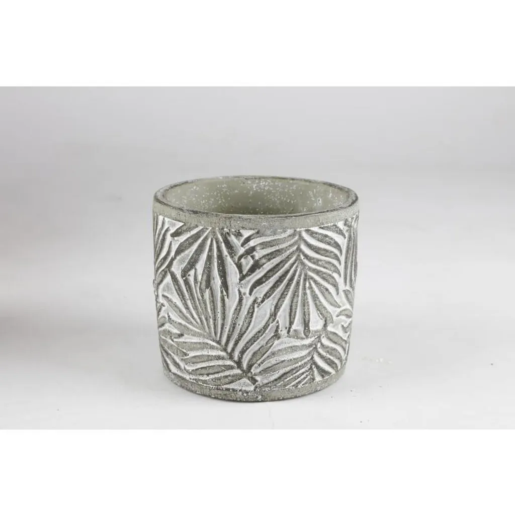 Cache-pot en Ciment Vert à Motif Floral pour Déco Jardin et Intérieur