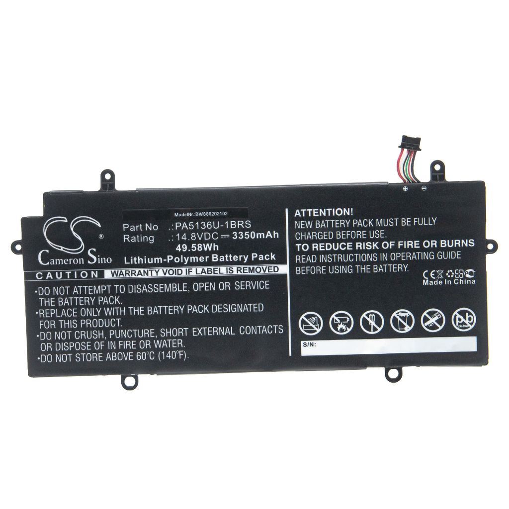 vhbw Akku kompatibel mit Toshiba Satellite Z30-B-10C, Z30-B-10W, Z30-B-110, Z30-B-14W Notebook (3350mAh, 14,8V, Li-Polymer)
