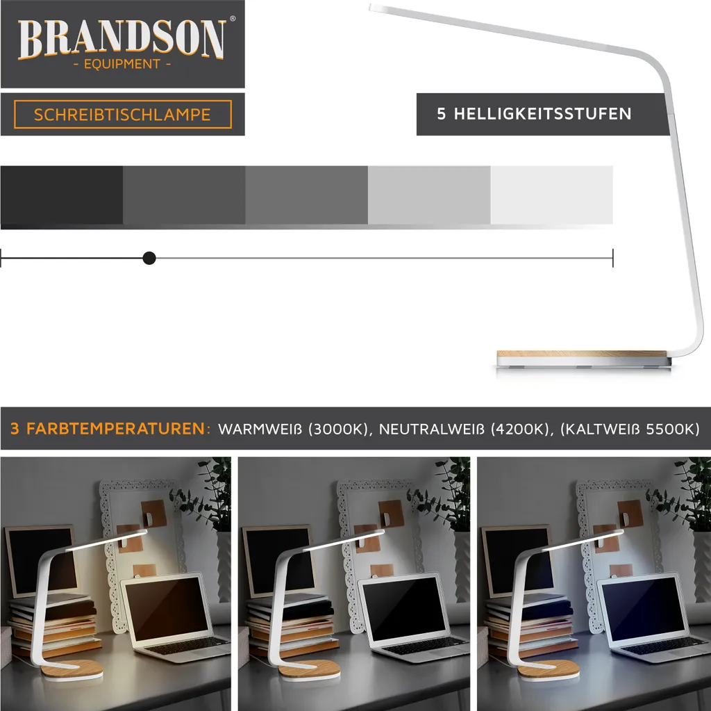 Lampe de bureau tactile 3 températures de couleur et 5 modes d'intensité
