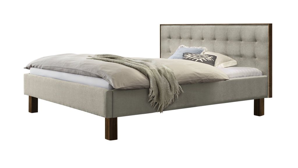 HASENA Polsterbett Noah 25 Nussbaum | Stoff beige 140x200