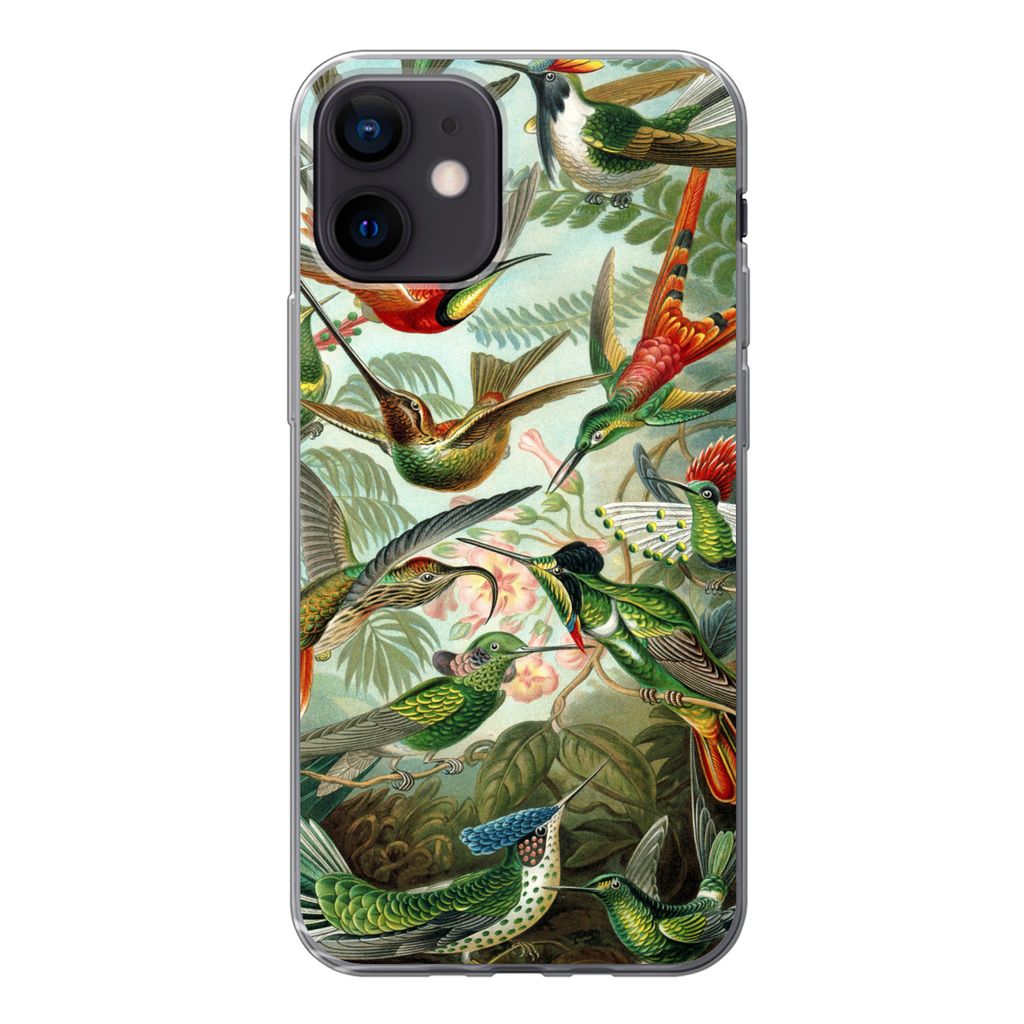 MuchoWow Handyhülle Schutzhülle Hülle für iPhone 12 Trochilidae - Alte Meister - Kunst Silikon Softcase Handy Hülle - Schutzhülle