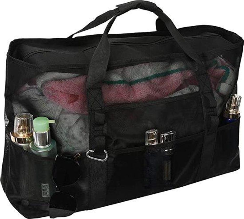 XXL Strandtas mesh schwarze Reisetasche für Familie