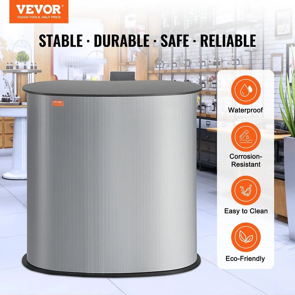 Tavolo da esposizione portatile per fiere, 35,43" x 19,29" x 37,01", espositore da fiera con parete, tavolo da bar pieghevole per promozione al dettaglio, banco da esposizione pop-up con borsa per il trasporto - 2