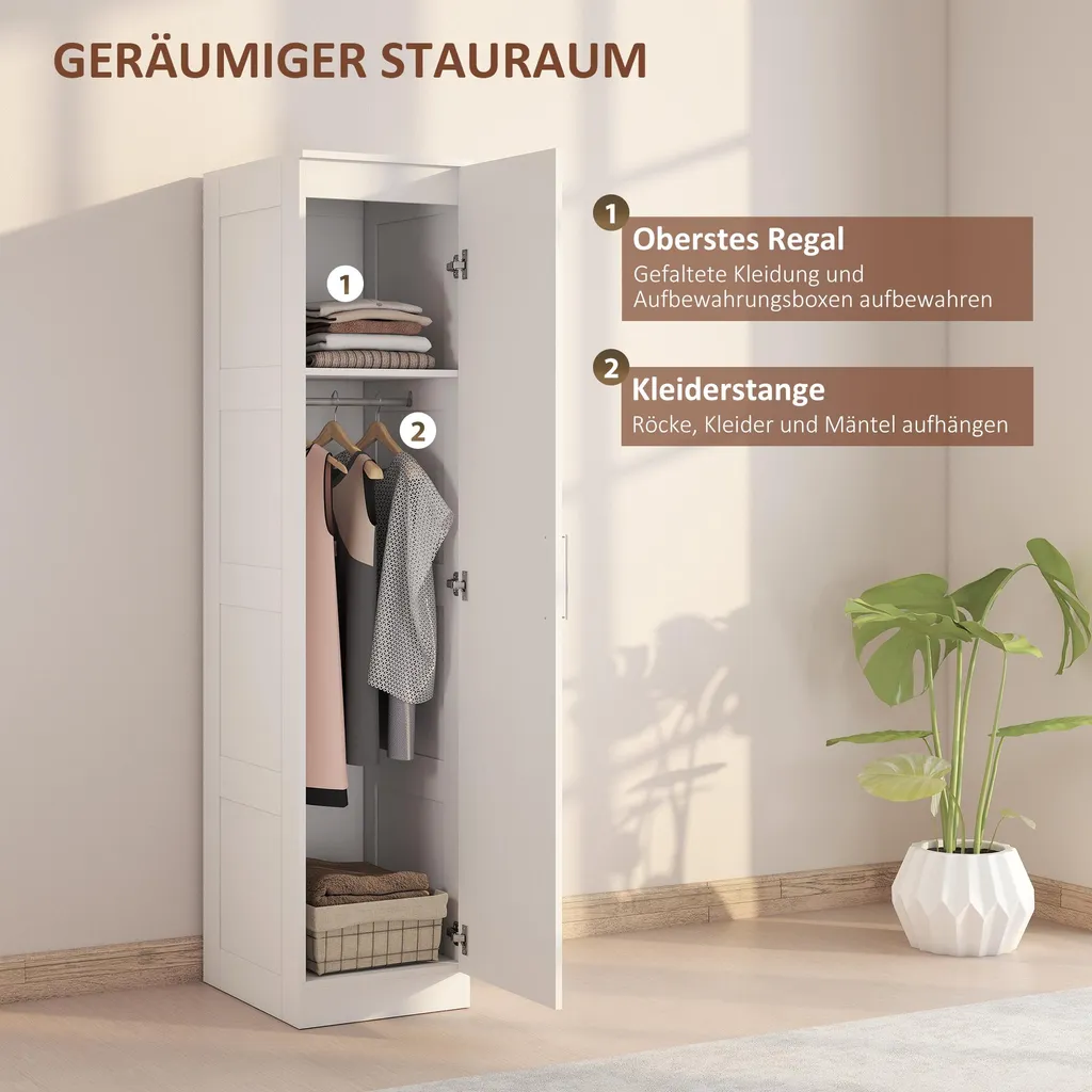 HOMCOM Armoire de Rangement Multifonctionnelle avec Tringle et Étagères